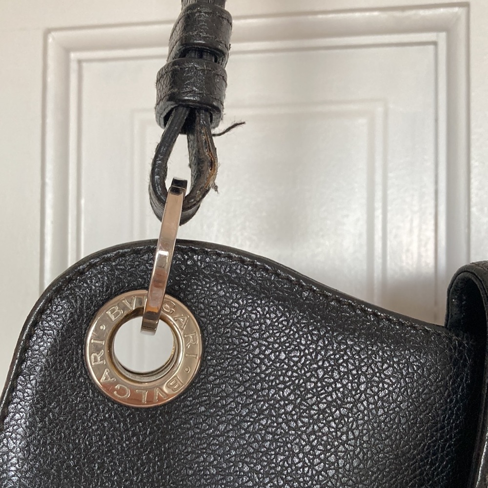 Bvlgari Authantic Black Crossbody Sling Bag with Silver Ring Accent - Picture 4 of 7